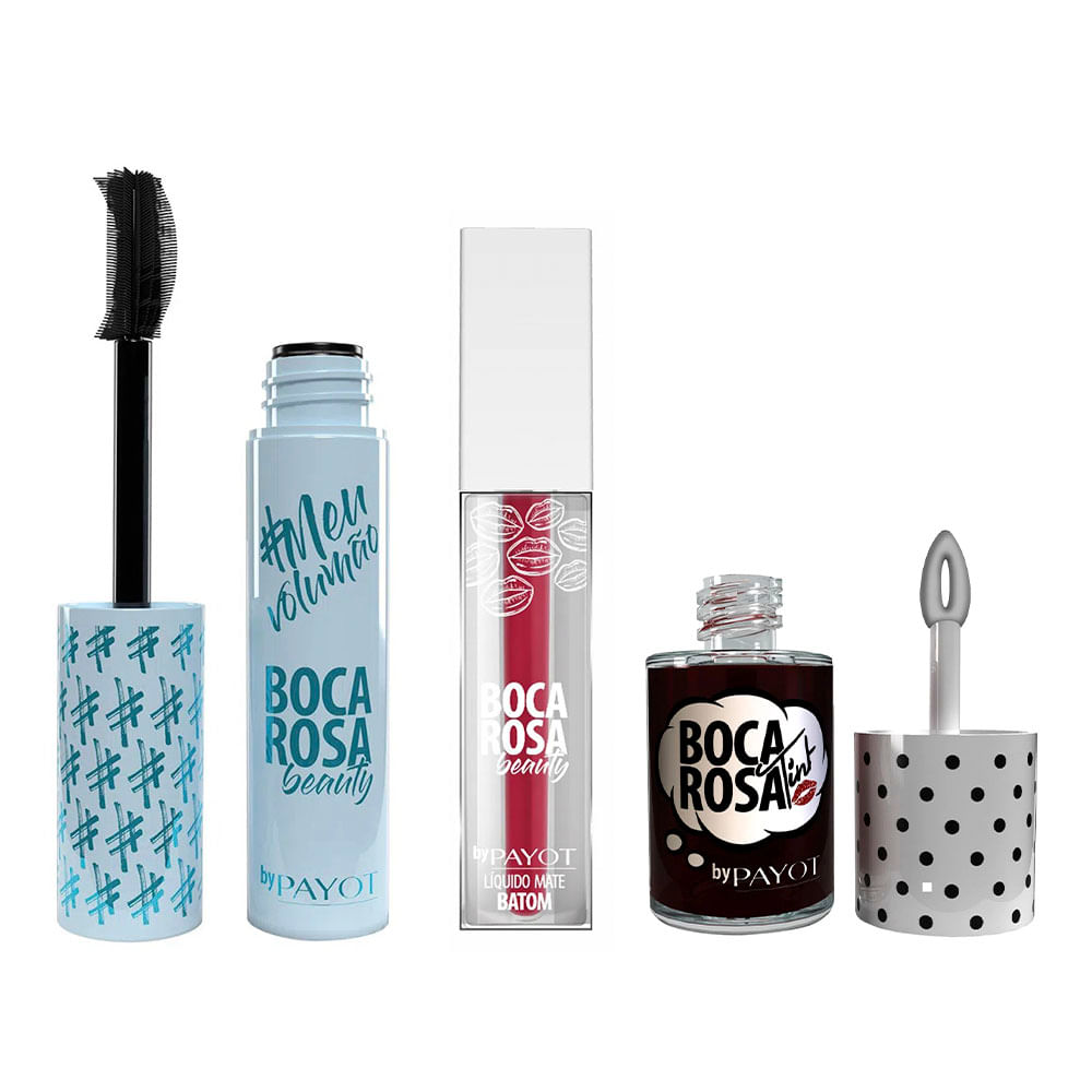 Boca Rosa By Payot Kit - Lip Tint + Batom Líquido + Máscara para Cílios