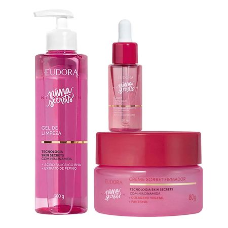 Niina-Secrets-Skin-by-Eudora-Kit---Gel-de-Limpeza-Facial-+-Sérum-Firmador-+-Creme-Facial-Firmador-Kit--1