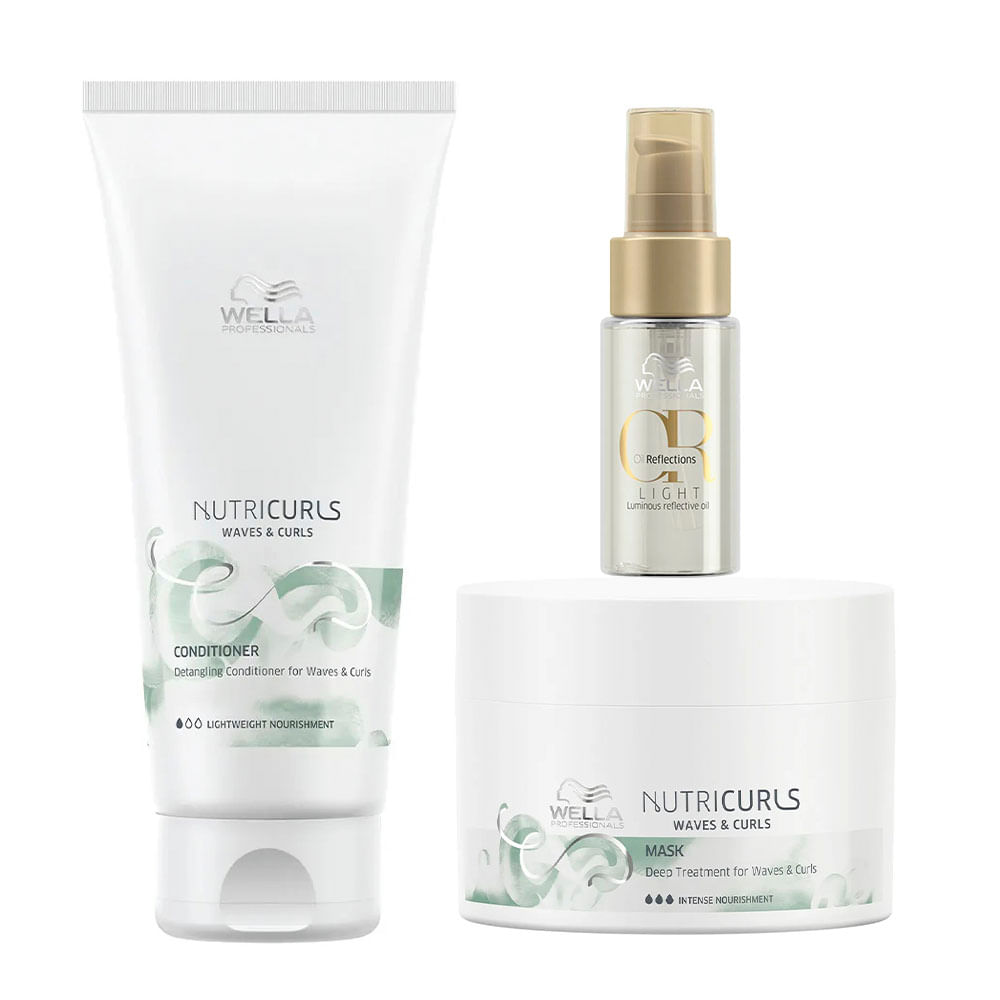 Wella Professionals NutriCurls Kit – Condicionador + Máscara + Óleo Light