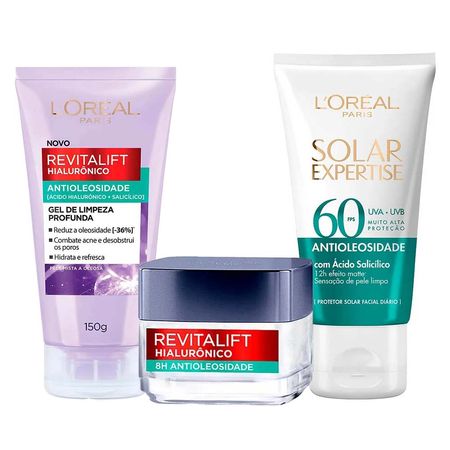 L'Oréal-Paris-Kit---Gel-Creme-Hidratante-Facial-+-Gel-de-Limpeza-+-Protetor-Solar-Facial-FPS60-Kit--1