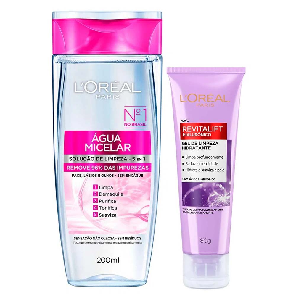 L´Oréal Paris Kit - Água Micelar + Gel de Limpeza Anti-idade