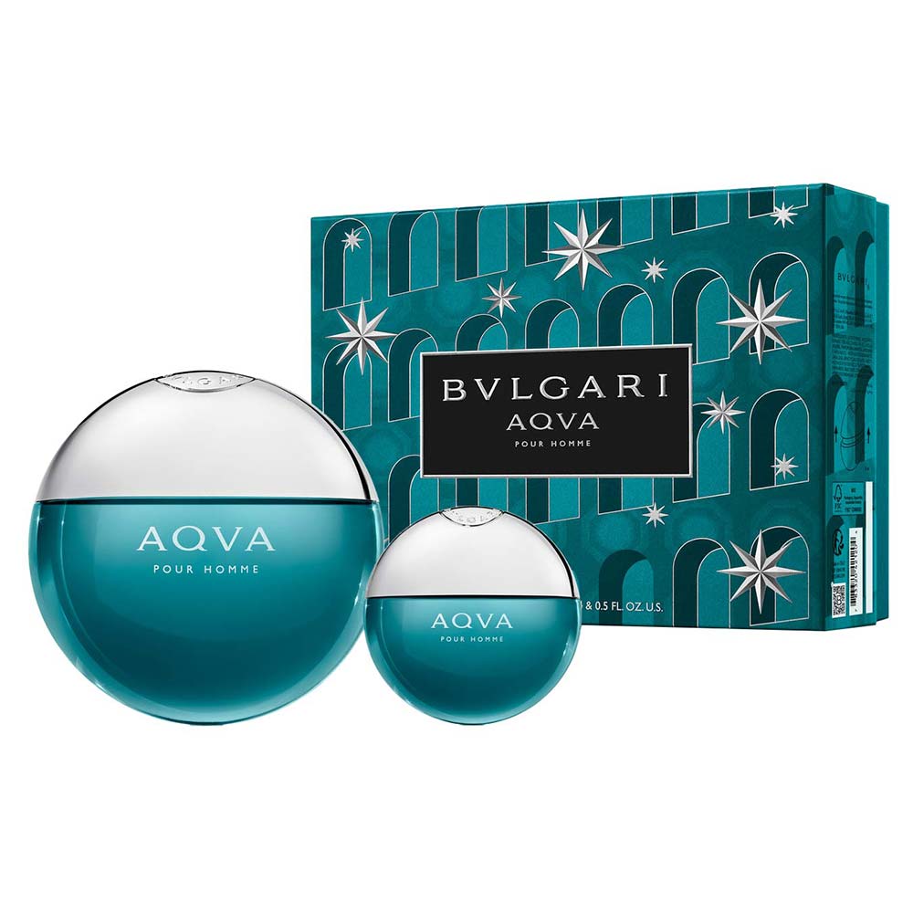 香水(男性用) aqva pour homme 15ml Travel Spray Aqva Bvlgari Coffret - Perfume Masculino - Eau de Toilette +