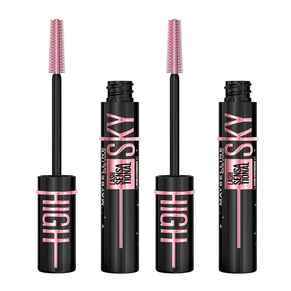 Maybelline NY Lash Sensational Sky High Cosmic Black Máscara de Cílios Lavável Kit com 2 unidades