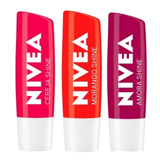 NIVEA Hidratante Labial Shine Kit com 3 unidades