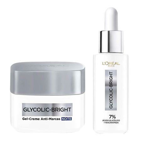 L'Oréal-Paris-Glycolic-Bright-Kit-–-Gel-Creme-Facial-Noite-+-Sérum-Kit--1