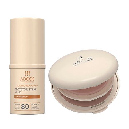 Adcos-Kit---Protetor-Solar-em-Pó-com-Cor-FPS50-+-Protetor-Solar-Stick-com-Cor--FPS80-para-Todos-os-Tipos-de-Pele-Kit--1