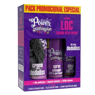 Soul Power Técnica Loc Kit - Creme Para Dedoliss + Óleo Capilar + Spray Fixador