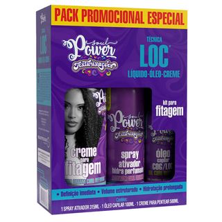 Soul Power Técnica Loc Kit - Creme Para Fitagem + Óleo Capilar + Spray Fixador