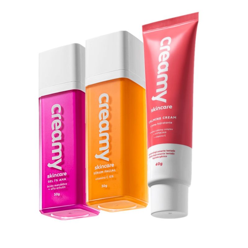 Kit Creamy Skincare Vitamina C Mandélico Hidratante Calming Cream