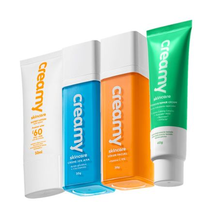 Kit-Creamy-Skincare-Vitamina-C-Glocólico-Hidratante-Reparador-Protetor-Facial-FPS60-(4-produtos)--1