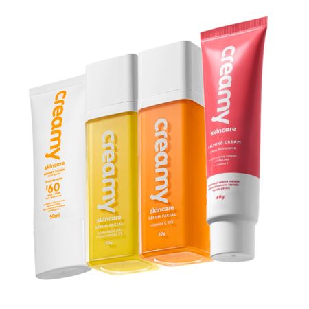 Kit-Creamy-Skincare-Vitamina-C-Lático-Hidratante-Calming-Cream-Protetor-Facial-FPS60-(4-produtos)--1