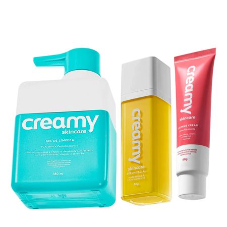 Kit-Creamy-Calming-Cream-Hidratante-Facial-Ácido-Lático-Sérum-Facial-e-Gel-de-Limpeza-(3-produtos)--1