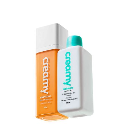 Kit-Creamy-Ácido-Salicílico-Solução-Tônica-Antiacne-e-Vitamina-C-Sérum-Facial-(2-produtos)--1