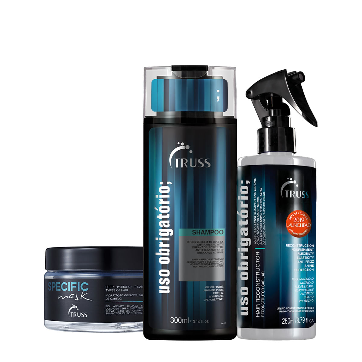 Kit Truss Specific Máscara Uso Obrigatório shampoo e Tratamento Reconstrutor (3 produtos)