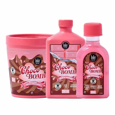Lola Cosmetics Chocobomb Kit - Óleo + Máscara + Shampoo para Todos os Tipos de Cabelo Kit Lola Cosmetics Chocobomb Kit - Óleo + Máscara + Shampoo para Todos os Tipos de Cabelo Kit