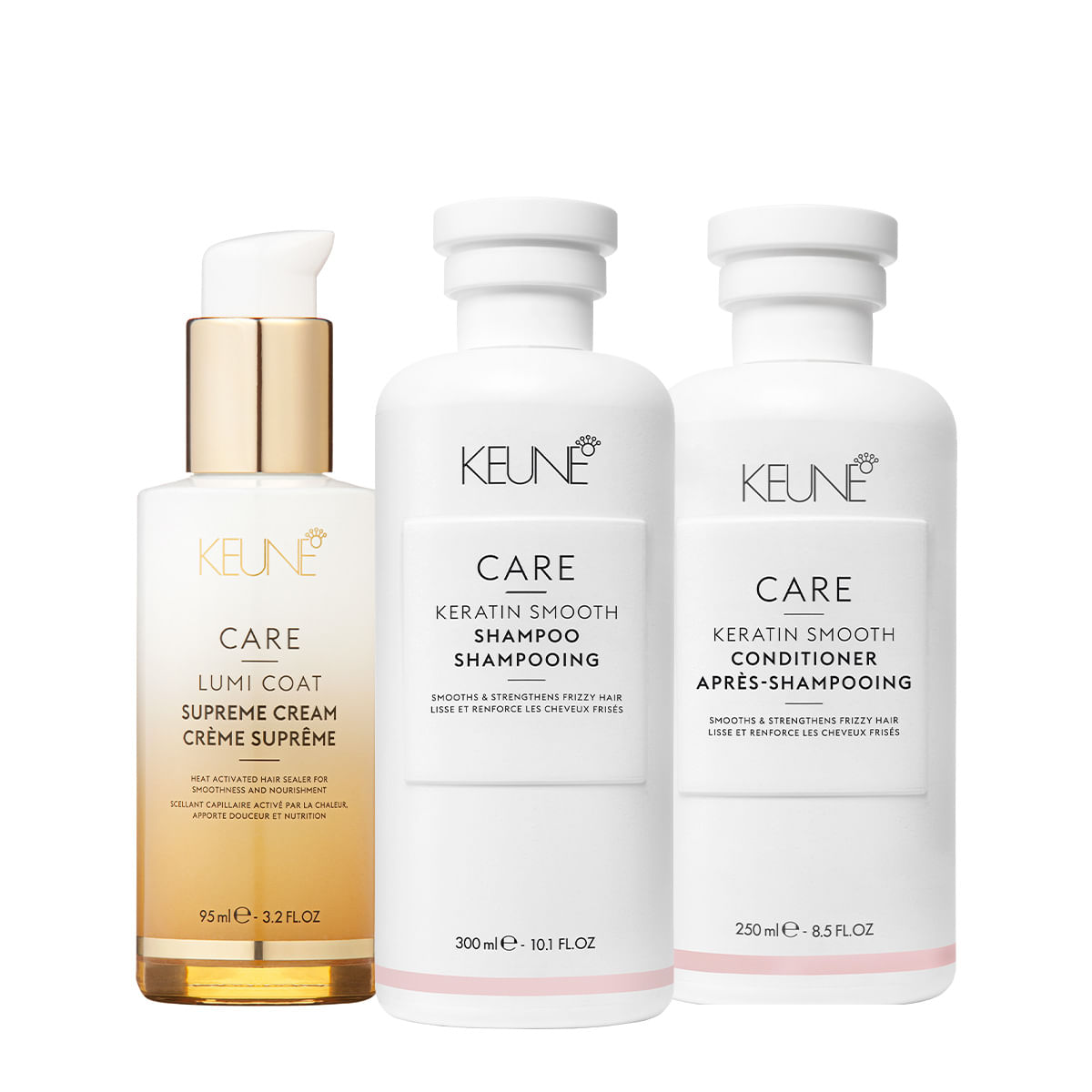 Kit Keune Care Keratin Smooth Shampoo Condicionador e Lumi Coat