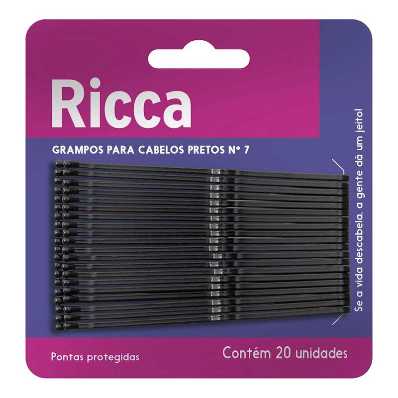 Ricca Grampo Para Cabelo Preto Nº 7 -