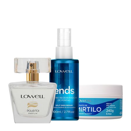 Kit-Lowell-Extrato-de-Mirtilo-Máscara-Regenerador-de-Pontas-e-Pour-Toi-Parfum-Cabelo-e-Corpo-(3-produtos)--1