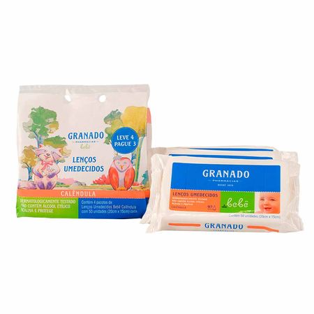 Kit-Lenços-Umidecidos-Granado-Bebê-Calêndula-Pacote-Leve-4-Pague-3-Kit--4