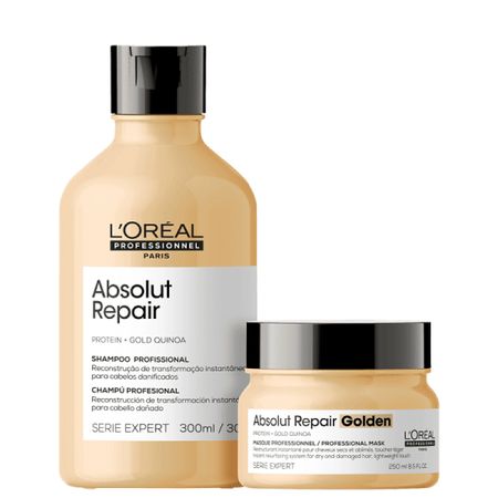 Kit-L'Oréal-Professionnel-Serie-Expert-Absolut-Repair-Gold-Quinoa-Protein-Shampoo-300ml-+-Máscara-Golden-250ml--1