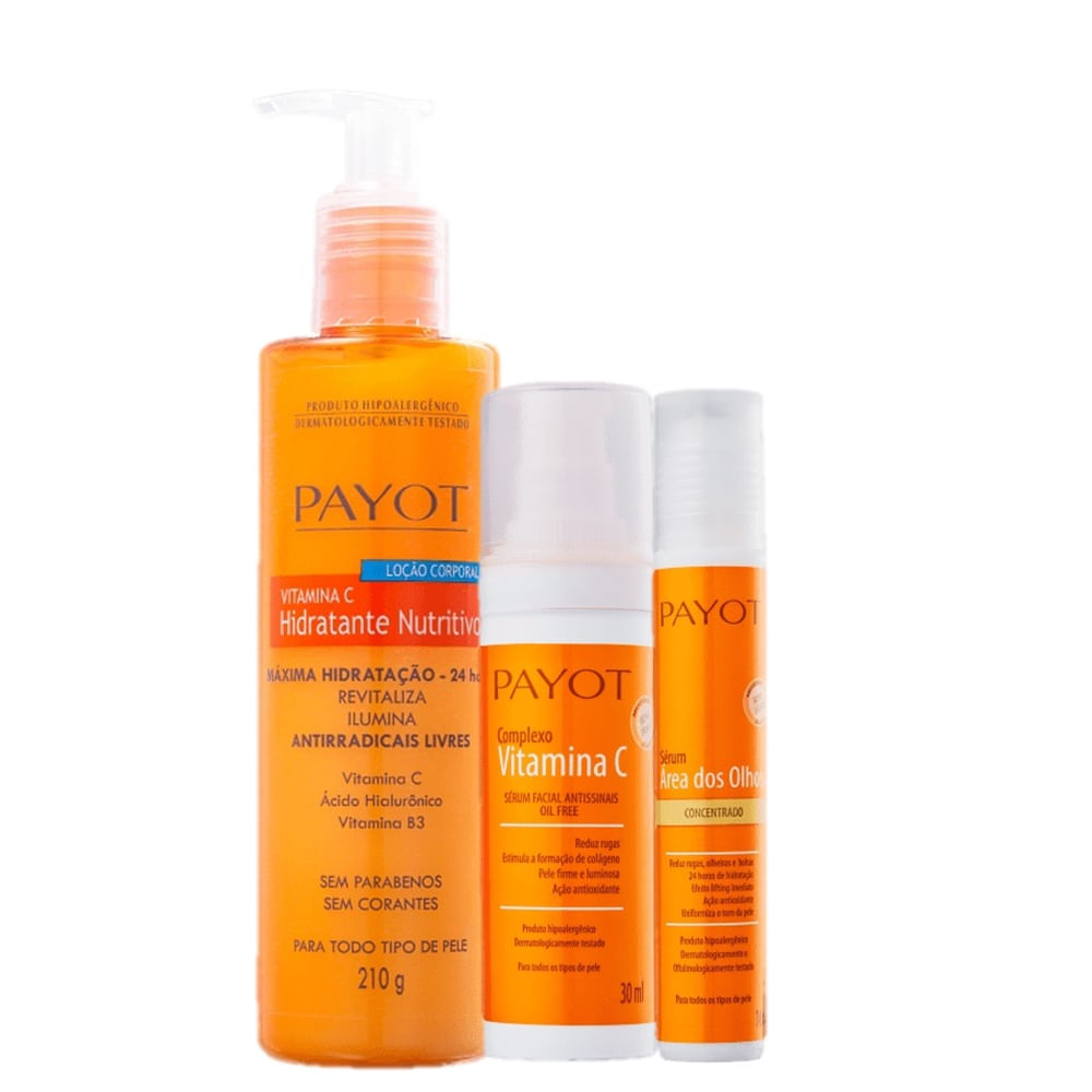 Kit Payot Vitamina C Hidratação e Redução de Olheiras  - Sabonete Líquido + vitamina C + Sérum