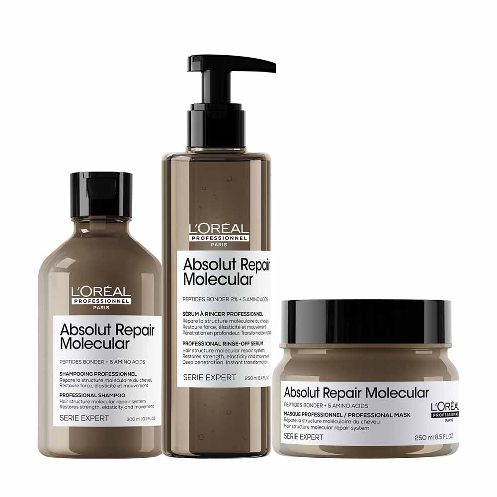 L'Oréal Professionnel Absolut Repair Molecular Kit de Tratamento Capilar: Shampoo + Sérum + Máscara Para Cabelos Danificados a muito Danificados
