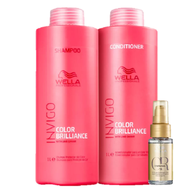 Wella Invigo Color Brilliance Duo 1L e Oil Reflections 30ml (3 Produtos)