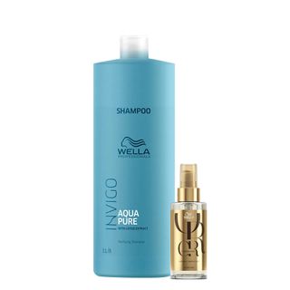 Kit Wella Professionals Invigo Balance Acqua Pure Shampoo 1L e Oil Reflections 100ml (2 produtos)