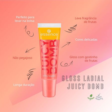 Gloss-Labial-Líquido-Cintilante-Essence-Juicy-Bomb-103-Proud-Papaya-10-ml-Proud-Papaya--8