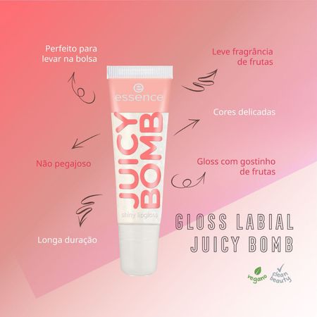 Gloss-Labial-Líquido-Cintilante-Essence-Juicy-Bomb-101-Lovely-Litchi-10-ml-Lovely-Litchi--8