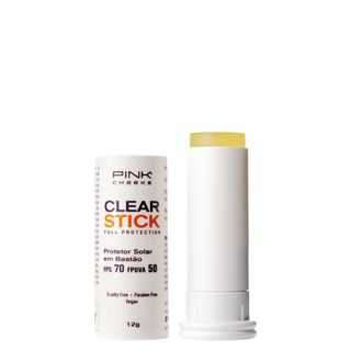 Protetor Solar Facial Pink Cheeks Clear Stick FPS 70 FPUVA 50 Transparente 12 g Transparente
