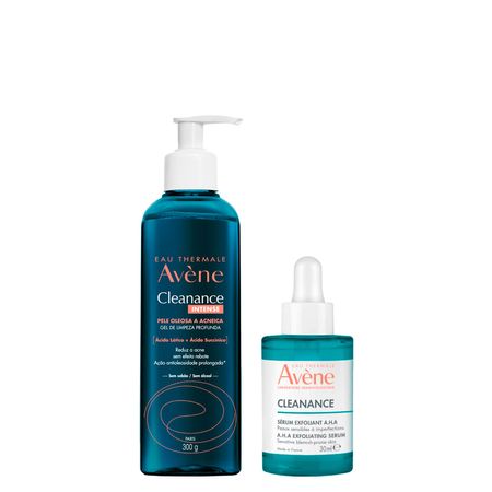 Kit-Avène-Facial-Cleanance-Eau-Thermale-Intense-Gel-de-Limpeza+-Eau-Thermale-A.H.A-Sérum-Esfoliante--1