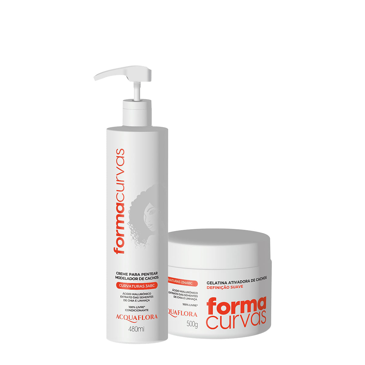 Kit Acquaflora Forma Curvas Creme de Pentear Cachos e Gelatina Suave (2 produtos)