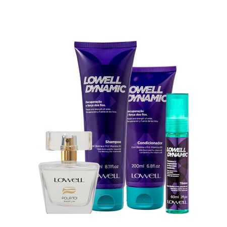 Kit-Lowell-Dynamic-Shampoo-Condicionador-Tônico-e-Pour-Toi-Parfum-Cabelo-e-Corpo-(4-produtos)--1