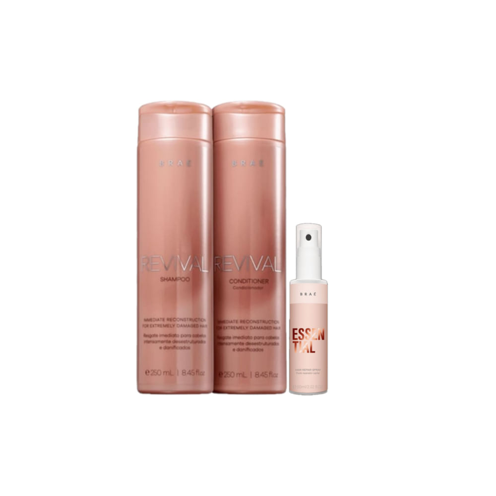 Braé Revival Kit Shampoo 250ml + Condicionador 250ml + Leave-in Essential 60ml