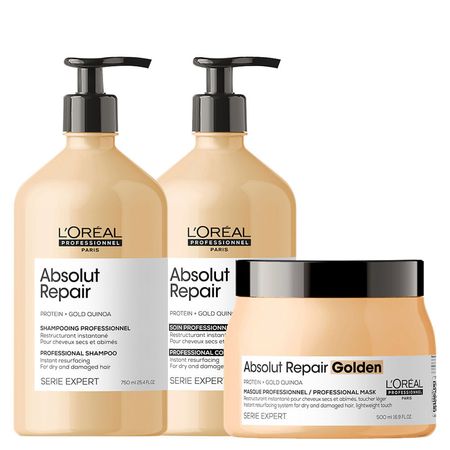 Kit-L'Oréal-Professionnel-Serie-Expert-Absolut-Repair-Gold-Quinoa---Shampoo-750-ml-+-Condicionador-750-ml-+-Máscara-Golden-500-g--1