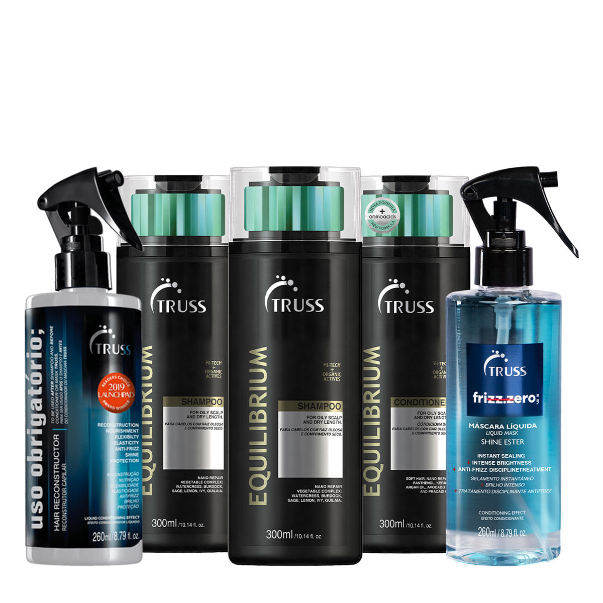 Kit Truss Equilibrium Shampoo Condicionador Frizz Zero Uso Obrigatório (5 produtos)