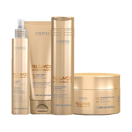 Kit-Cadiveu-Professional-Blonde-Reconstructor---Shampoo-250-ml-+-Máscara-de-Reconstrução-200-ml-+-Máscara-Acidic-200-ml-+-Leave--in-200-ml--2