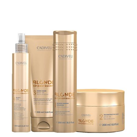 Kit-Cadiveu-Professional-Blonde-Reconstructor---Shampoo-250-ml-+-Máscara-de-Reconstrução-200-ml-+-Máscara-Acidic-200-ml-+-Leave--in-200-ml--1