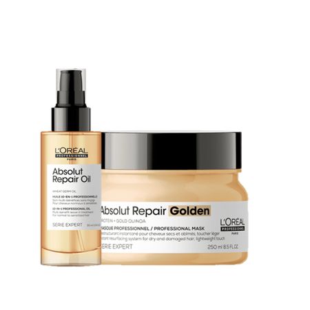 Kit-L'Oréal-Professionnel-Serie-Expert-Absolut-Repair-Gold-Quinoa-Protein-Golden-Máscara-250ml-+-Óleo-90ml-(2-Produtos)--1