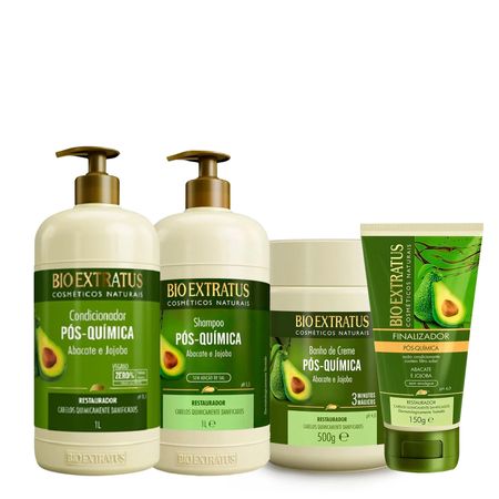 Kit-Bio-Extratus-Pós-Química-Shampoo-Condicionador-Banho-de-Creme-e-Finalizador-(4-produtos)--1