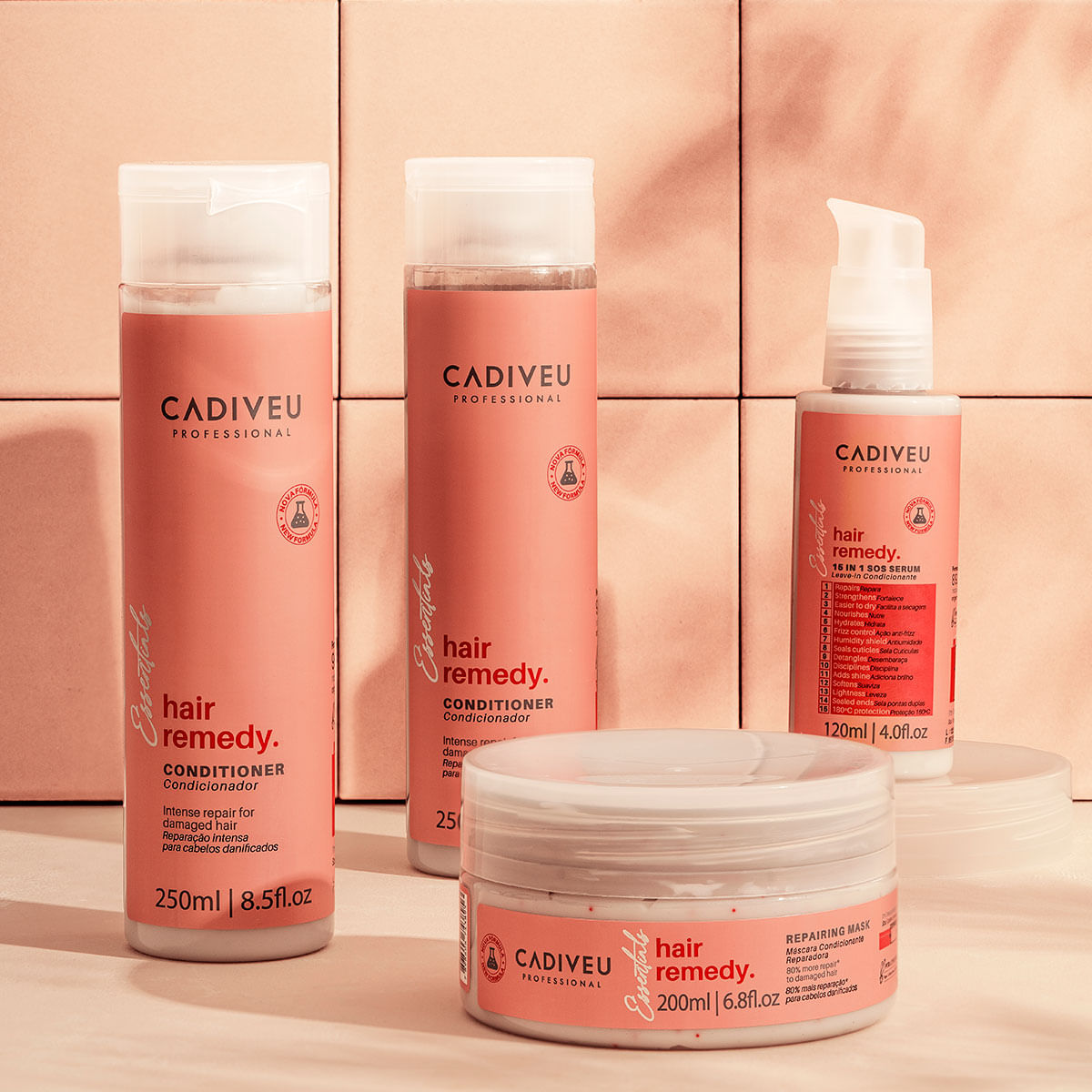 Kit Cadiveu Essentials Hair Remedy Shampoo Condicionador Leave-in