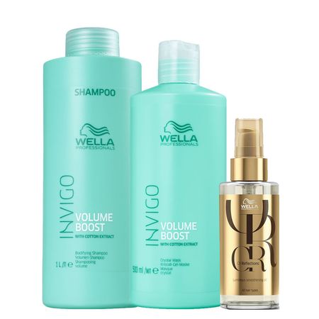 Kit-Wella-Professionals-Invigo-Volume-Boost---Shampoo-1000ml-+-Máscara-500-ml-+Óleo-100-ml--1