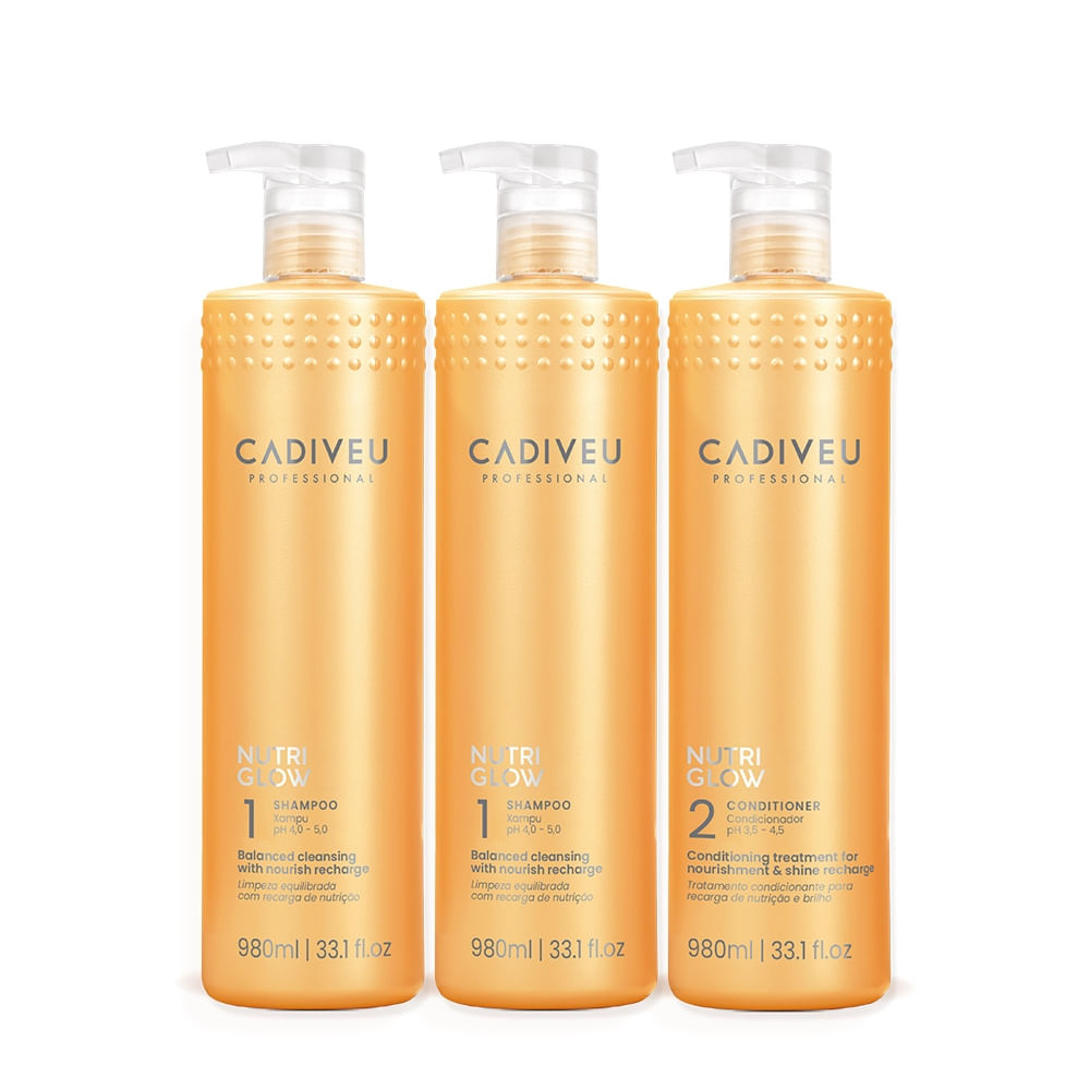 Kit Cadiveu Professional Nutri Glow Shampoo Extra e Condicionador Litro (3 produtos)