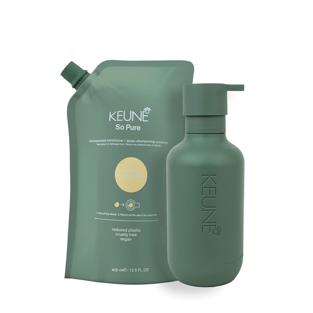 Kit Keune So Pure Restore Condicionador Refil e Dispenser Frasco (2 produtos)