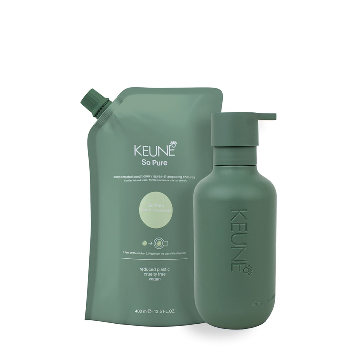 Kit Keune So Pure Clarify Condicionador Refil e Dispenser Frasco (2 produtos)