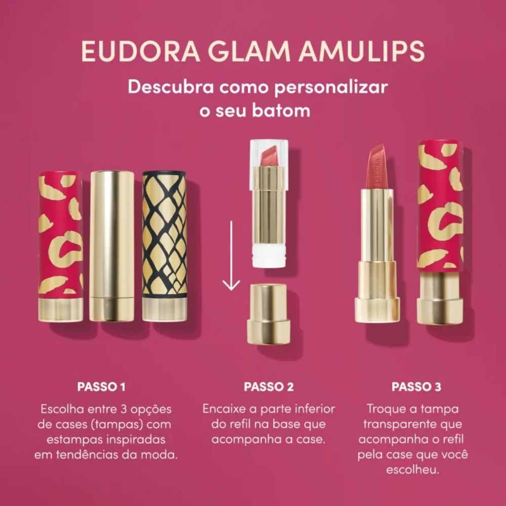 Case para Batom Customizável Eudora Glam Amulips