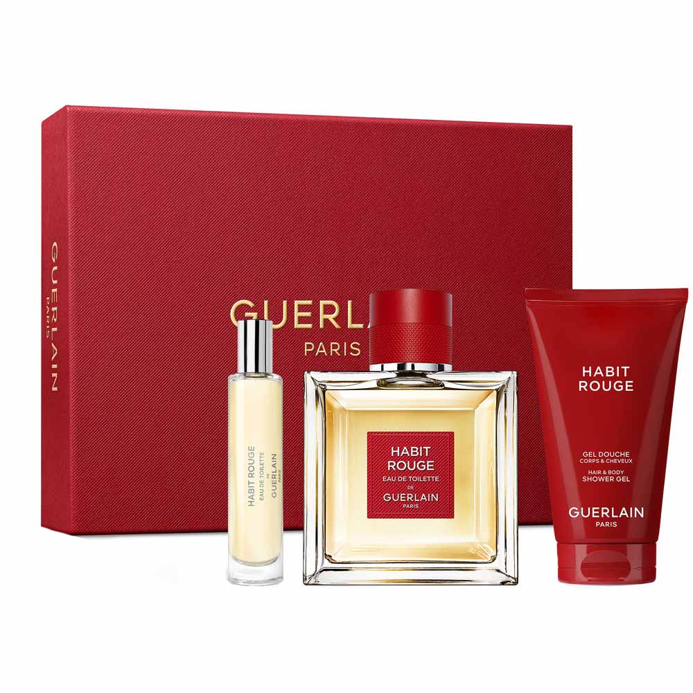 Coffret Guerlain Habit Rouge Kit - Perfume Masculino EDT +  Shower Gel + Travel Size