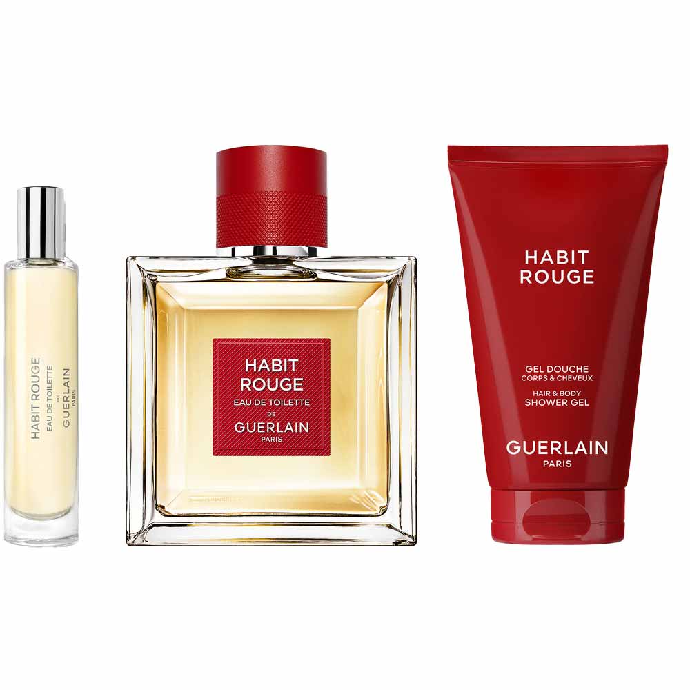 Coffret Guerlain Habit Rouge Kit - Perfume Masculino EDT +  Shower Gel + Travel Size