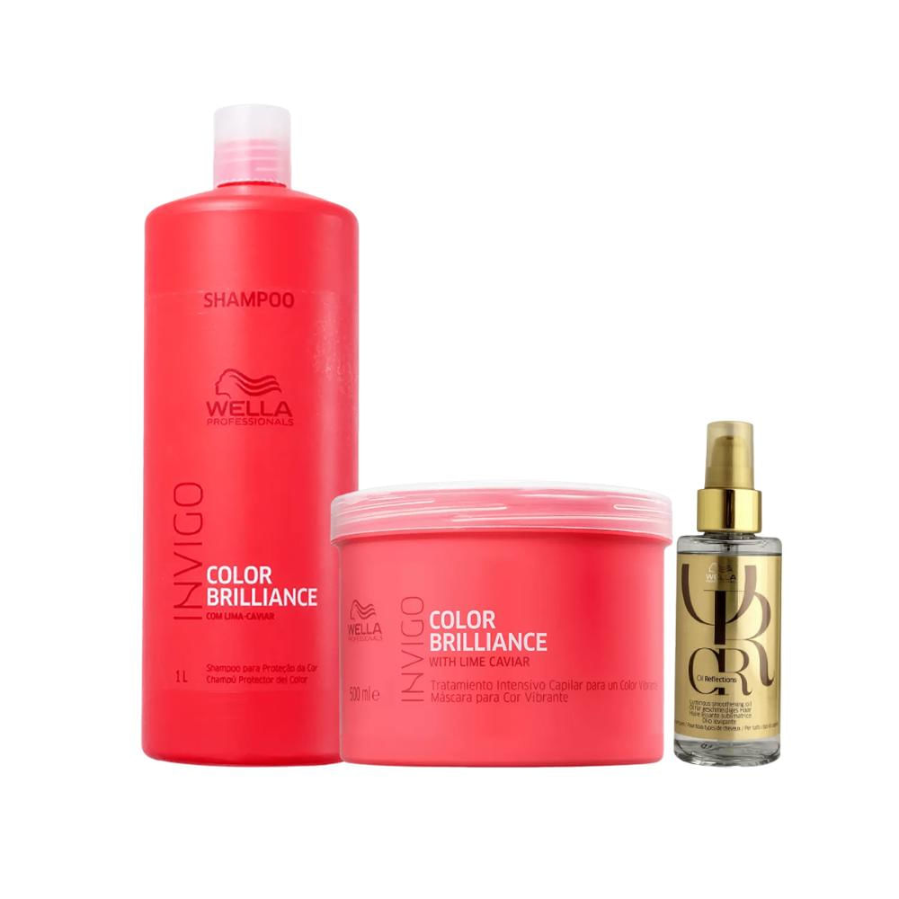 Invigo Brilliance Shampoo, Máscara e Oil Reflections - Wella